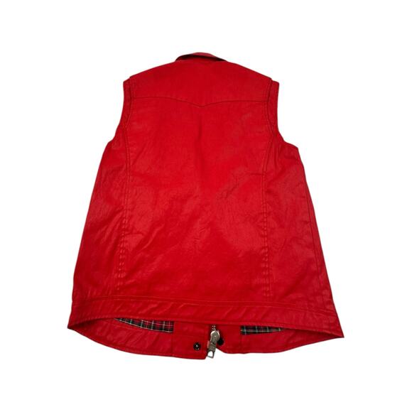 Red Studded Moto Vest Sleeveless Biker Jacket Punk Rocker Style - Picture 4 of 9